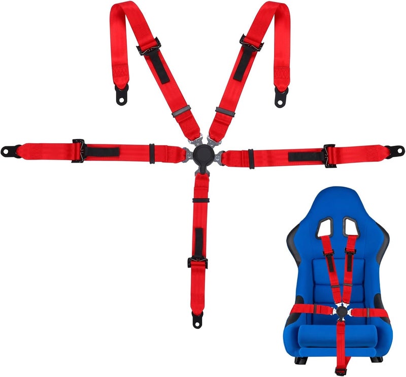 Yakitoko Universal 5 point Safety Harness Set 2inch Fits Go Kart,UTV,ATV,Racing Red - Image 1